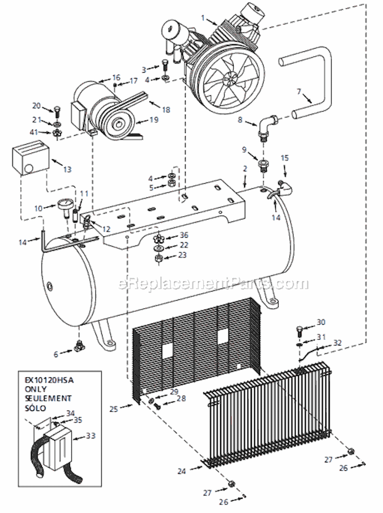 Page A Diagram and Parts List for EX10120HSA 2005 Campbell Hausfeld Compressor
